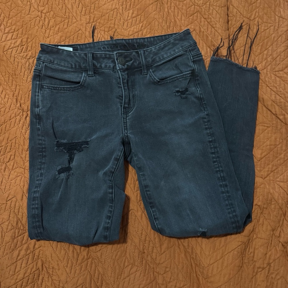 Distressed Black Denim Jeans